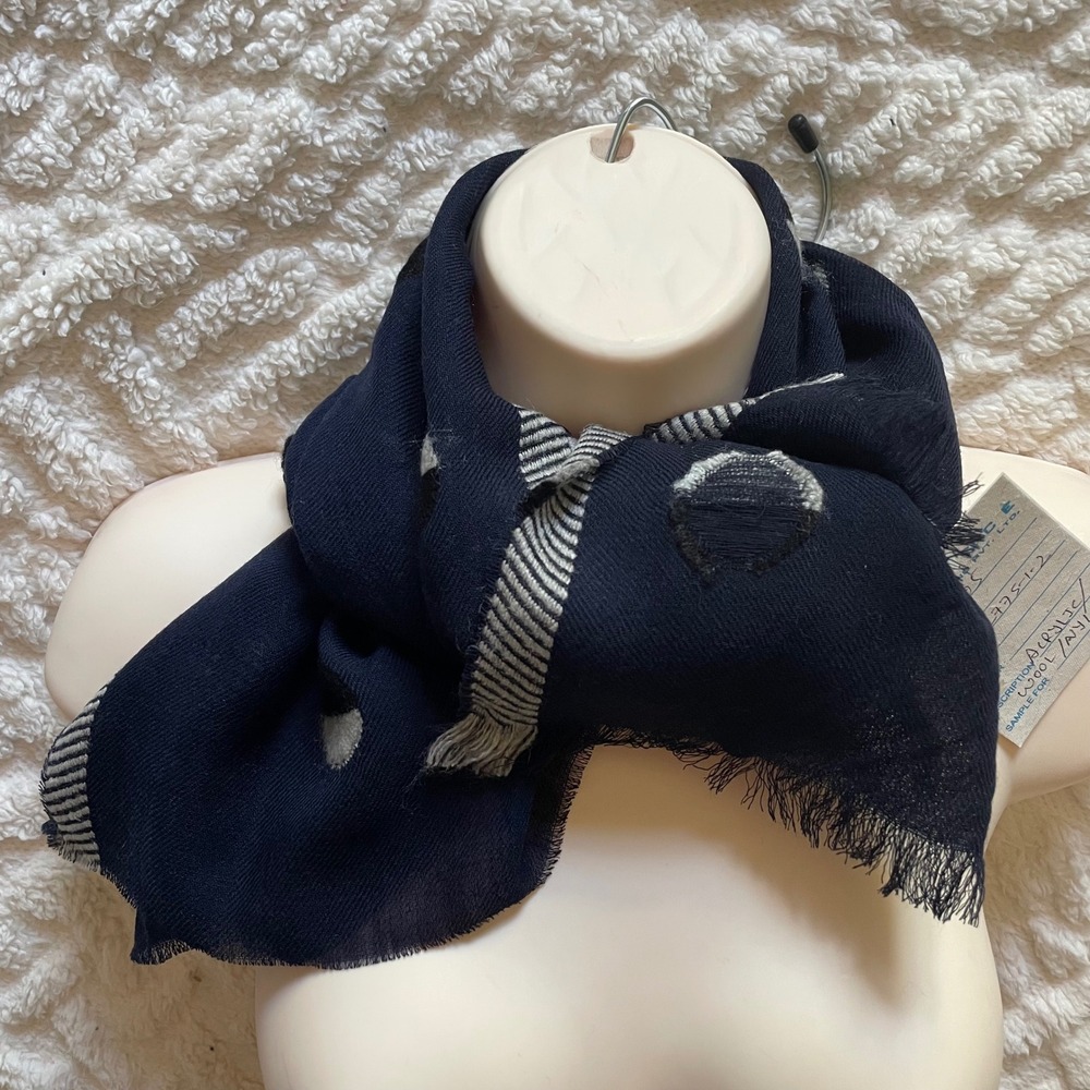 Alliance Merchandising Navy Blue Acrylic Wool Nylon Dot Scarf